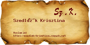 Szedlák Krisztina névjegykártya